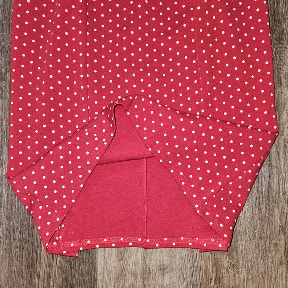 Unique Vintage Red and White Pencil Wiggle Cut Out Midi Dress W Belt SZ L Pin Up - Picture 11 of 15